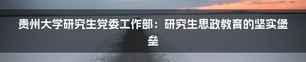 贵州大学研究生党委工作部:研究生思政教育的坚实堡垒
