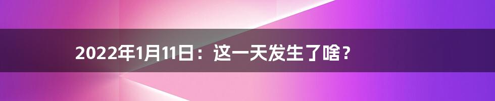 2022年1月11日：这一天发生了啥？