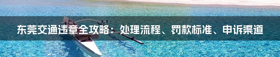 东莞交通违章全攻略:处理流程、罚款标准、申诉渠道