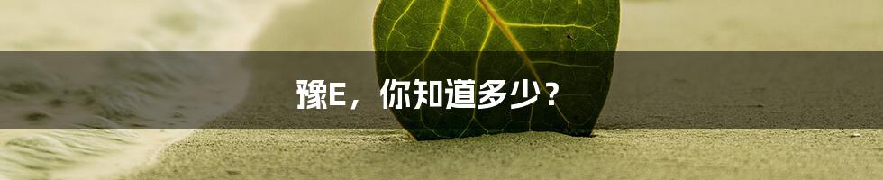 豫E,你知道多少?
