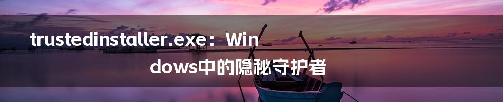 trustedinstaller.exe:Windows中的隐秘守护者
