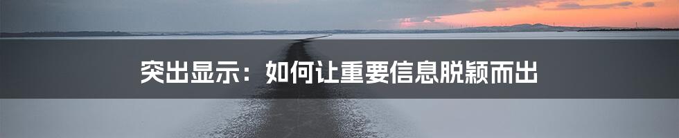 突出显示:如何让重要信息脱颖而出