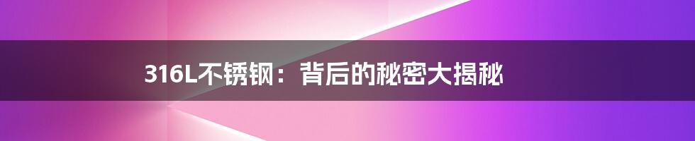 316L不锈钢:背后的秘密大揭秘