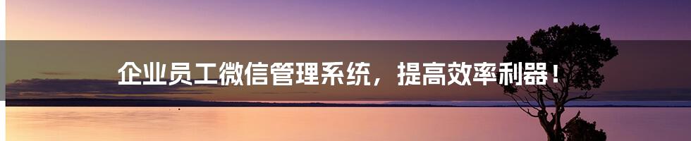 企业员工微信管理系统,提高效率利器!