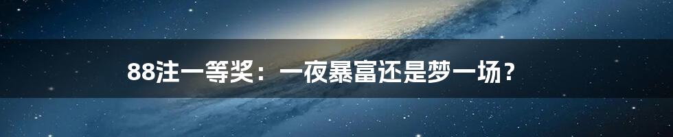88注一等奖:一夜暴富还是梦一场?