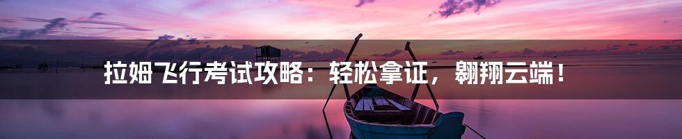 拉姆飞行考试攻略：轻松拿证，翱翔云端！