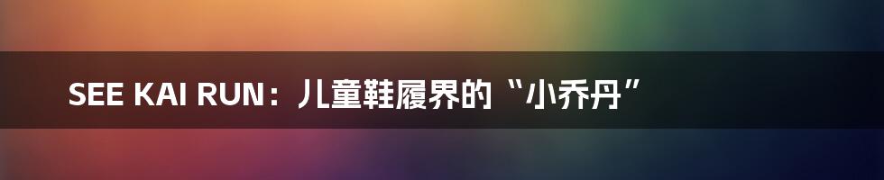 SEE KAI RUN:儿童鞋履界的“小乔丹”