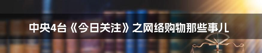 中央4台《今日关注》之网络购物那些事儿