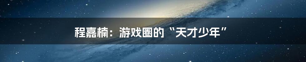 程嘉楠:游戏圈的“天才少年”