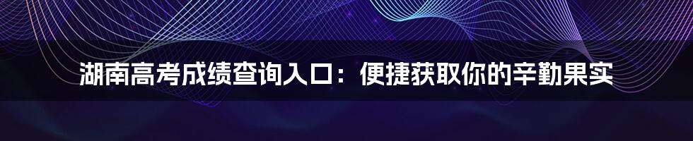湖南高考成绩查询入口:便捷获取你的辛勤果实