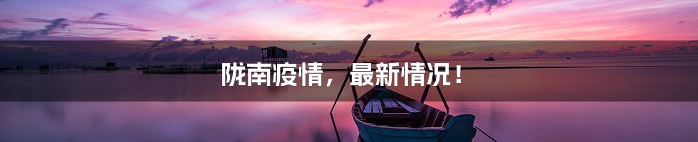 陇南疫情,最新情况!