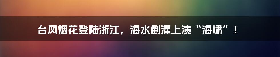台风烟花登陆浙江，海水倒灌上演“海啸”！
