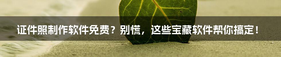 证件照制作软件免费?别慌,这些宝藏软件帮你搞定!