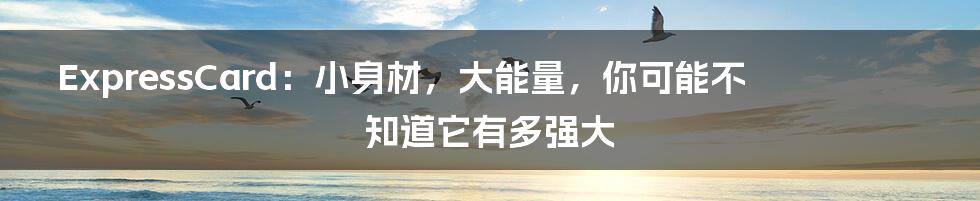 ExpressCard:小身材,大能量,你可能不知道它有多强大