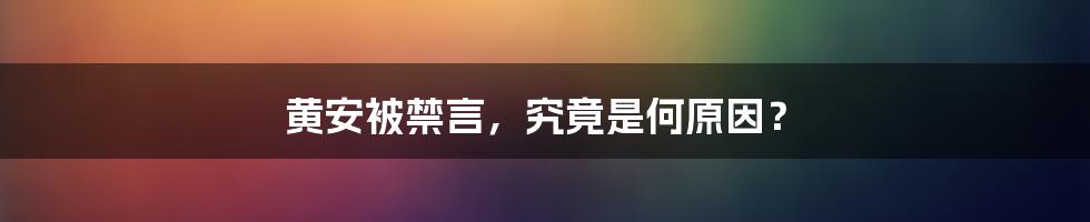 黄安被禁言,究竟是何原因?