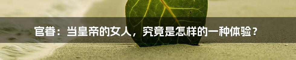 官眷:当皇帝的女人,究竟是怎样的一种体验?