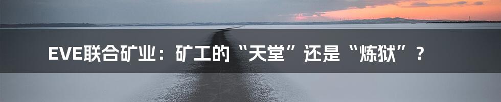 EVE联合矿业:矿工的“天堂”还是“炼狱”?