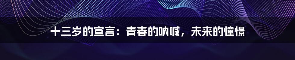 十三岁的宣言:青春的呐喊,未来的憧憬