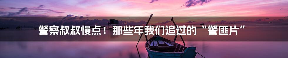 警察叔叔慢点！那些年我们追过的“警匪片”