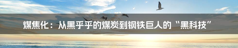 煤焦化:从黑乎乎的煤炭到钢铁巨人的“黑科技”