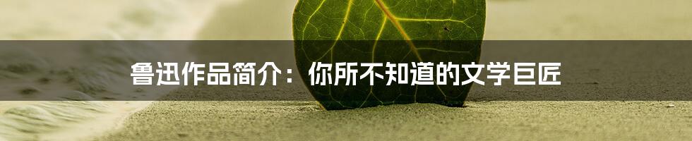 鲁迅作品简介:你所不知道的文学巨匠