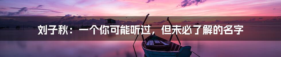 刘子秋:一个你可能听过,但未必了解的名字