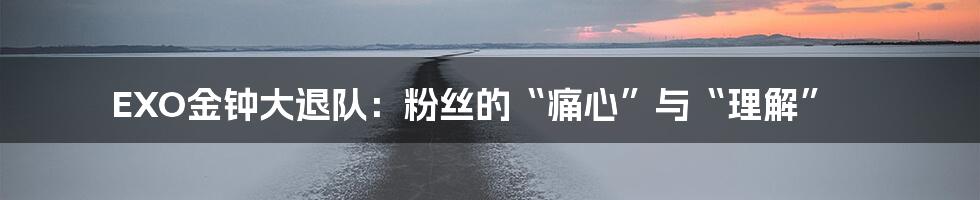 EXO金钟大退队:粉丝的“痛心”与“理解”