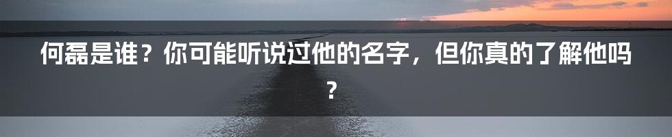 何磊是谁?你可能听说过他的名字,但你真的了解他吗?