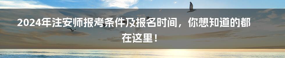 2024年注安师报考条件及报名时间,你想知道的都在这里!