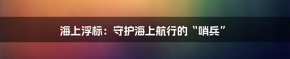 海上浮标:守护海上航行的“哨兵”