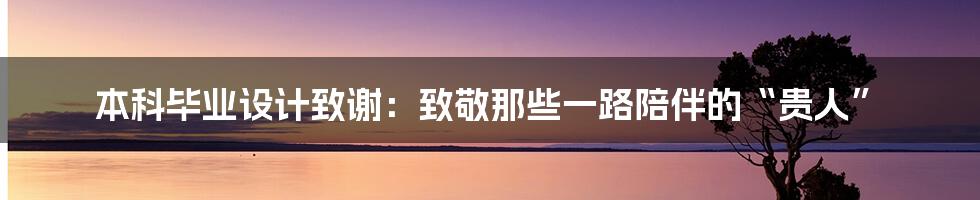 本科毕业设计致谢:致敬那些一路陪伴的“贵人”