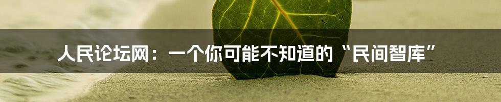 人民论坛网：一个你可能不知道的“民间智库”