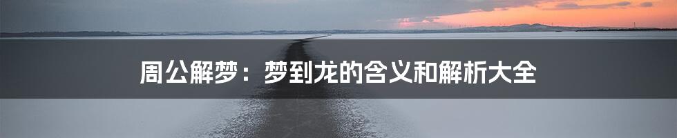 周公解梦:梦到龙的含义和解析大全