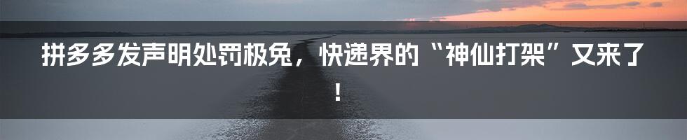 拼多多发声明处罚极兔，快递界的“神仙打架”又来了！