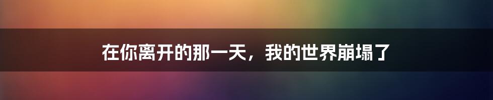 在你离开的那一天,我的世界崩塌了