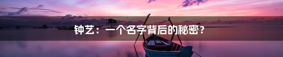 钟艺:一个名字背后的秘密?
