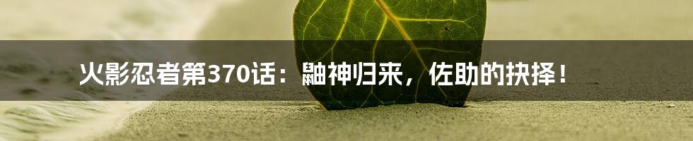 火影忍者第370话:鼬神归来,佐助的抉择!