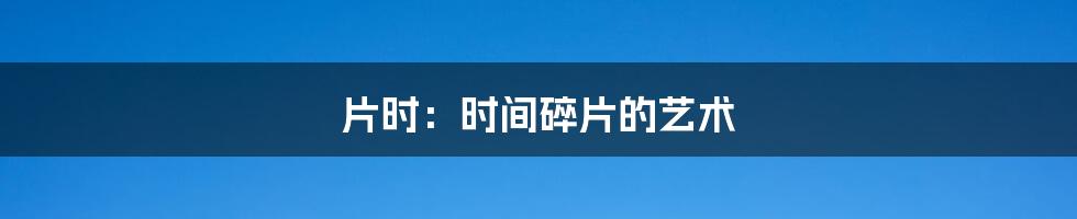 片时:时间碎片的艺术