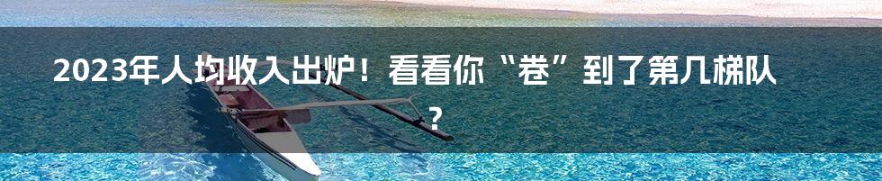 2023年人均收入出炉!看看你“卷”到了第几梯队?