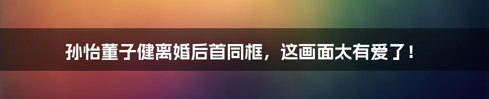 孙怡董子健离婚后首同框,这画面太有爱了!