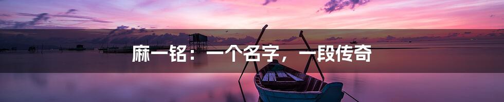 麻一铭：一个名字，一段传奇