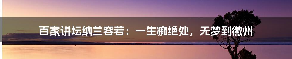 百家讲坛纳兰容若:一生痴绝处,无梦到徽州