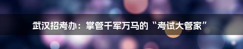 武汉招考办:掌管千军万马的“考试大管家”