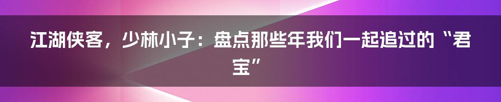 江湖侠客,少林小子:盘点那些年我们一起追过的“君宝”
