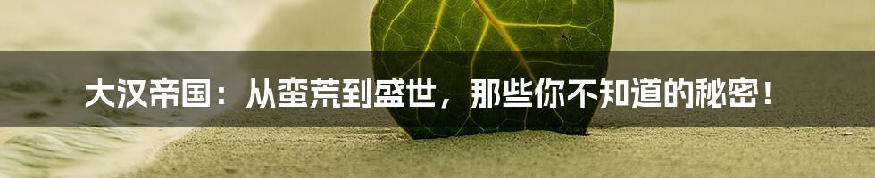 大汉帝国：从蛮荒到盛世，那些你不知道的秘密！