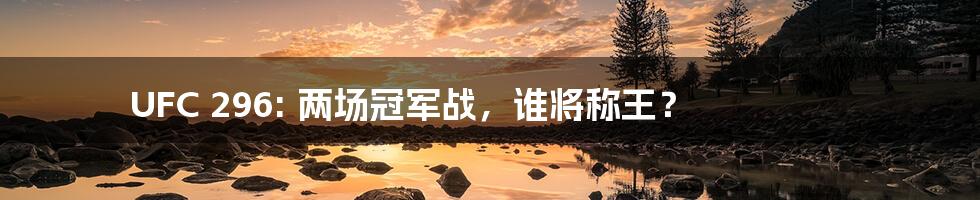 UFC 296: 两场冠军战,谁将称王?