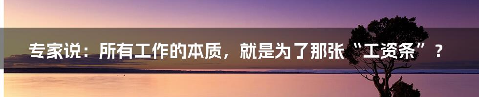 专家说:所有工作的本质,就是为了那张“工资条”?