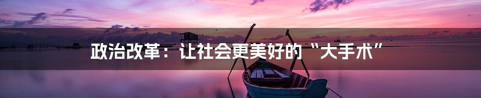 政治改革：让社会更美好的“大手术”