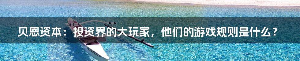 贝恩资本:投资界的大玩家,他们的游戏规则是什么?