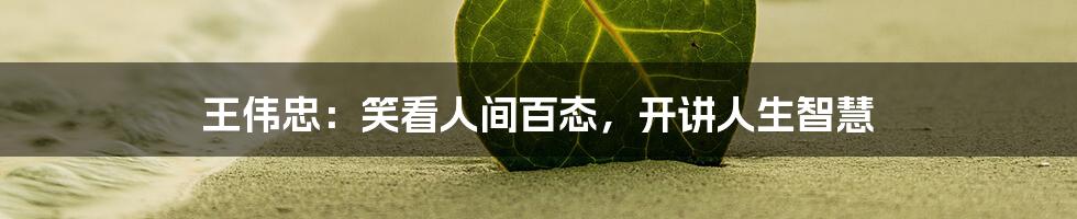 王伟忠:笑看人间百态,开讲人生智慧